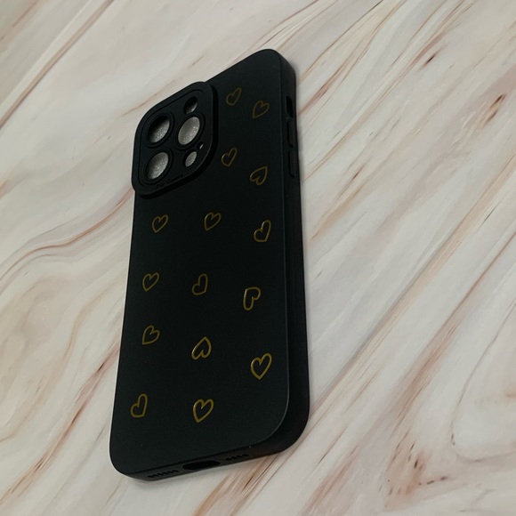 iPhone 14 Pro Max Phone Case with Gold Hearts - Picture 3 of 3